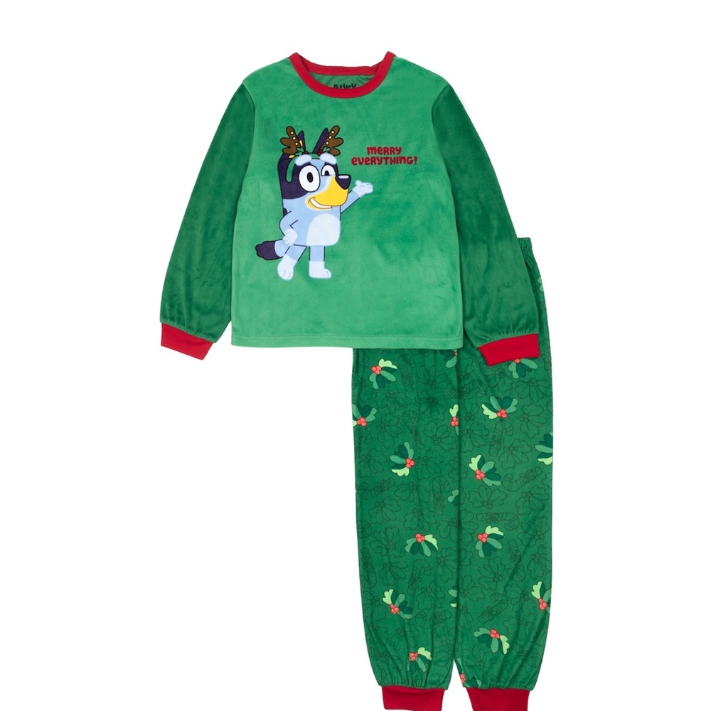 💚🎄 NWT Bluey “Merry Everything!” Cozy PJ Set Size 4